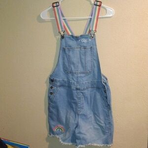 Pride Denim Cut Off Rainbow "Queen" Overalls XS